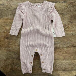 5/$20 NEW 3-6M Girls Pink Knit LS Jumpsuit-Coverall
